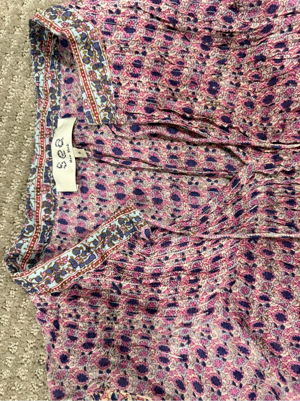 Sea New York Pink and Purple Floral Peasant Top